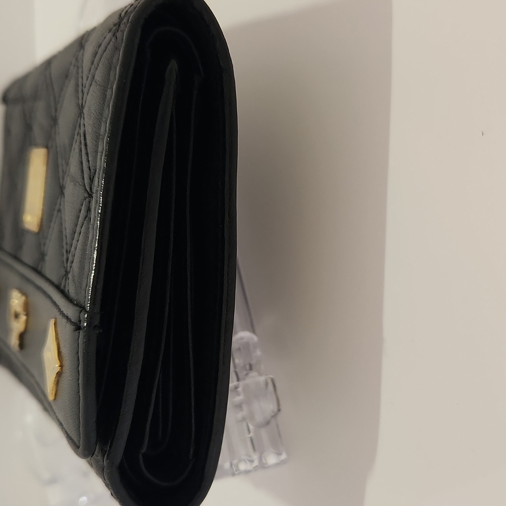 MCM Trifold Quilted Black Leather Wallet - Picture 10 of 11